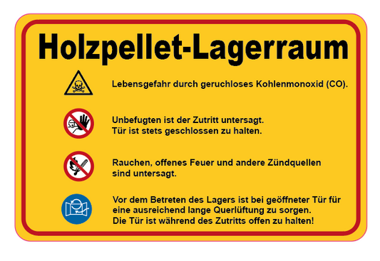 Warnschild "Holzpellet-Lagerraum" -Sicherheits- & Hinweisschild